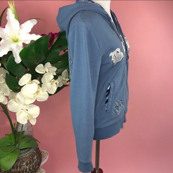 BCBGMaxAzria Blue Angel Wing Cotton Zip Hooded Jacket - Picture 4 of 15